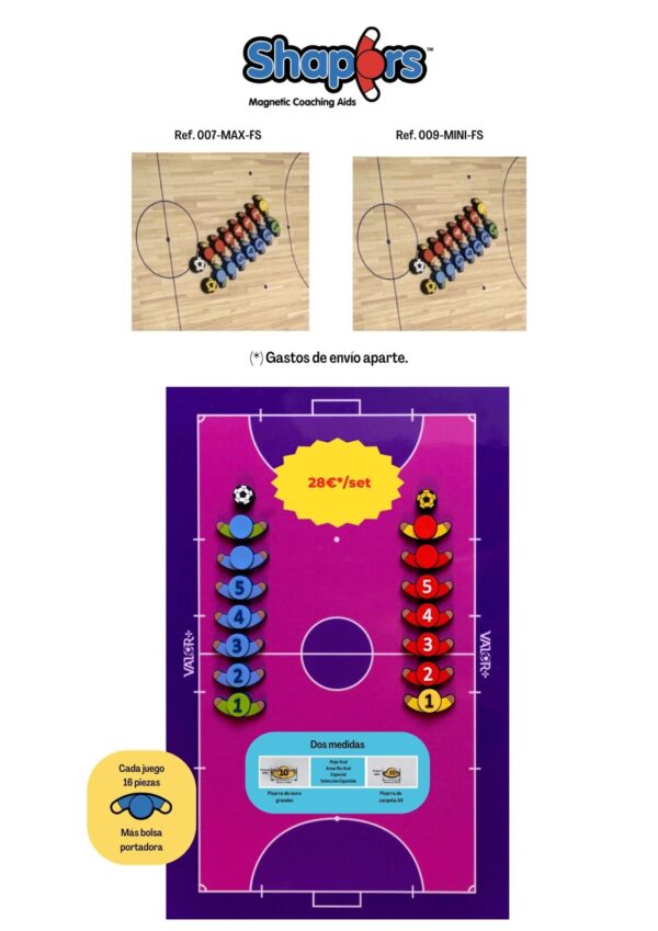 Aimants de positionnement Shapers pour le petit football en salle Ref. 008-MINI-FS